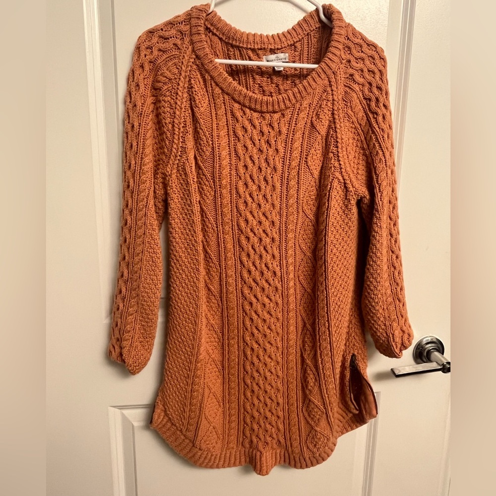 LL Bean Signature Cotton Fisherman’s Sweater Pumpkin Spice NWOT Tawny Peach 🧡🍂